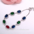 multi-color big stone bracelet silver jewelry hanging bracelet